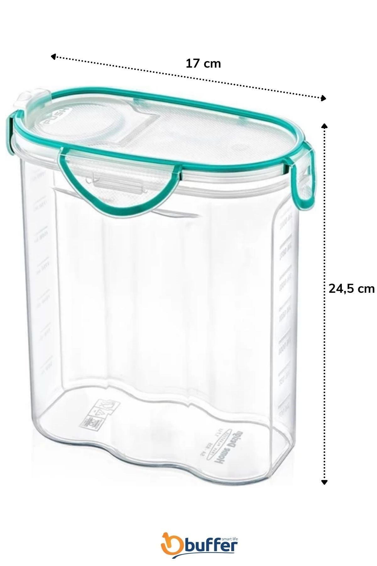 miorashop® Kilitli Kapaklı Contalı Hava,Su Sıvı Geçirmez 2,4 Litre Erzak Saklama Kabı-SA590