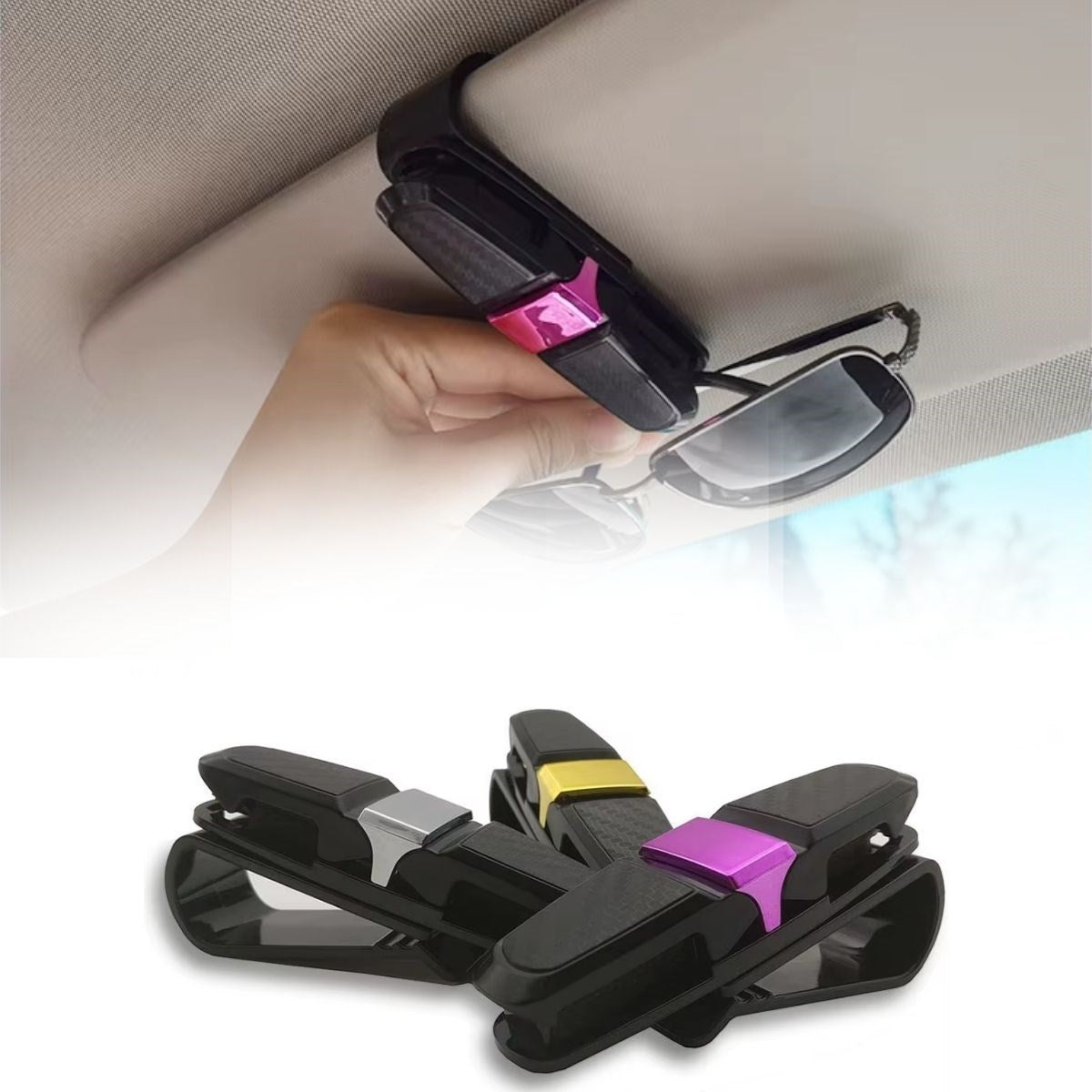 miorashop® Araç İçi Güneşliğe Takılan 2'li Gözlük,Kart,Para Takmalık Aparat