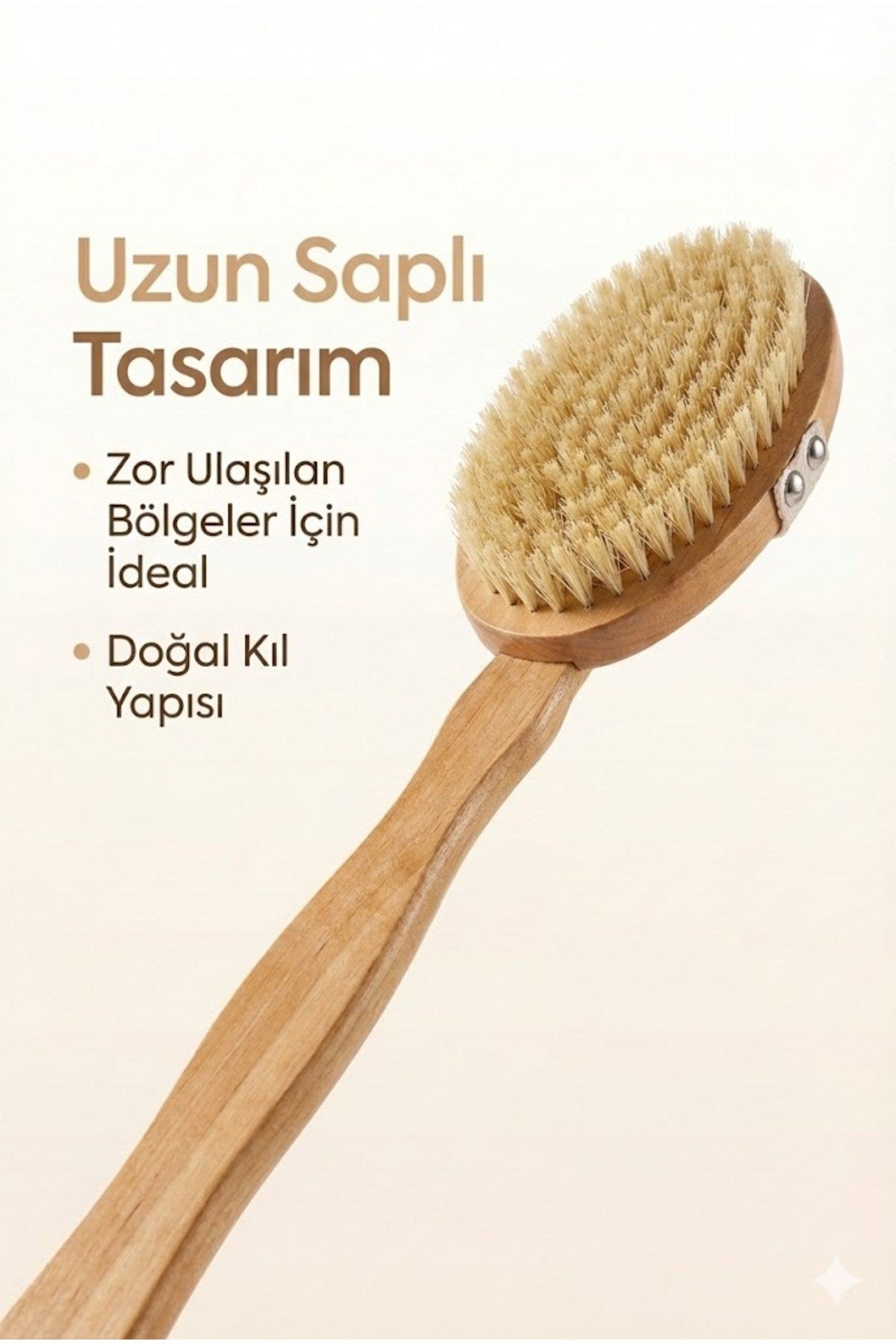 Saplı Doğal Vücut Fırçası – Sırt İçin Uzun Saplı, Kuru Fırçalama ve Masaj Etkili