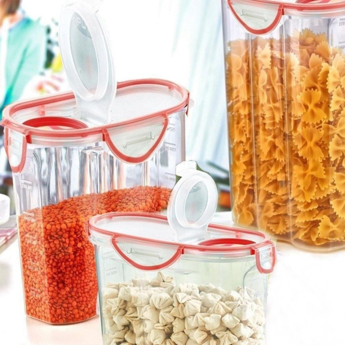 miorashop® Kilitli Kapaklı Contalı Hava,Su Sıvı Geçirmez 2,4 Litre Erzak Saklama Kabı-SA590