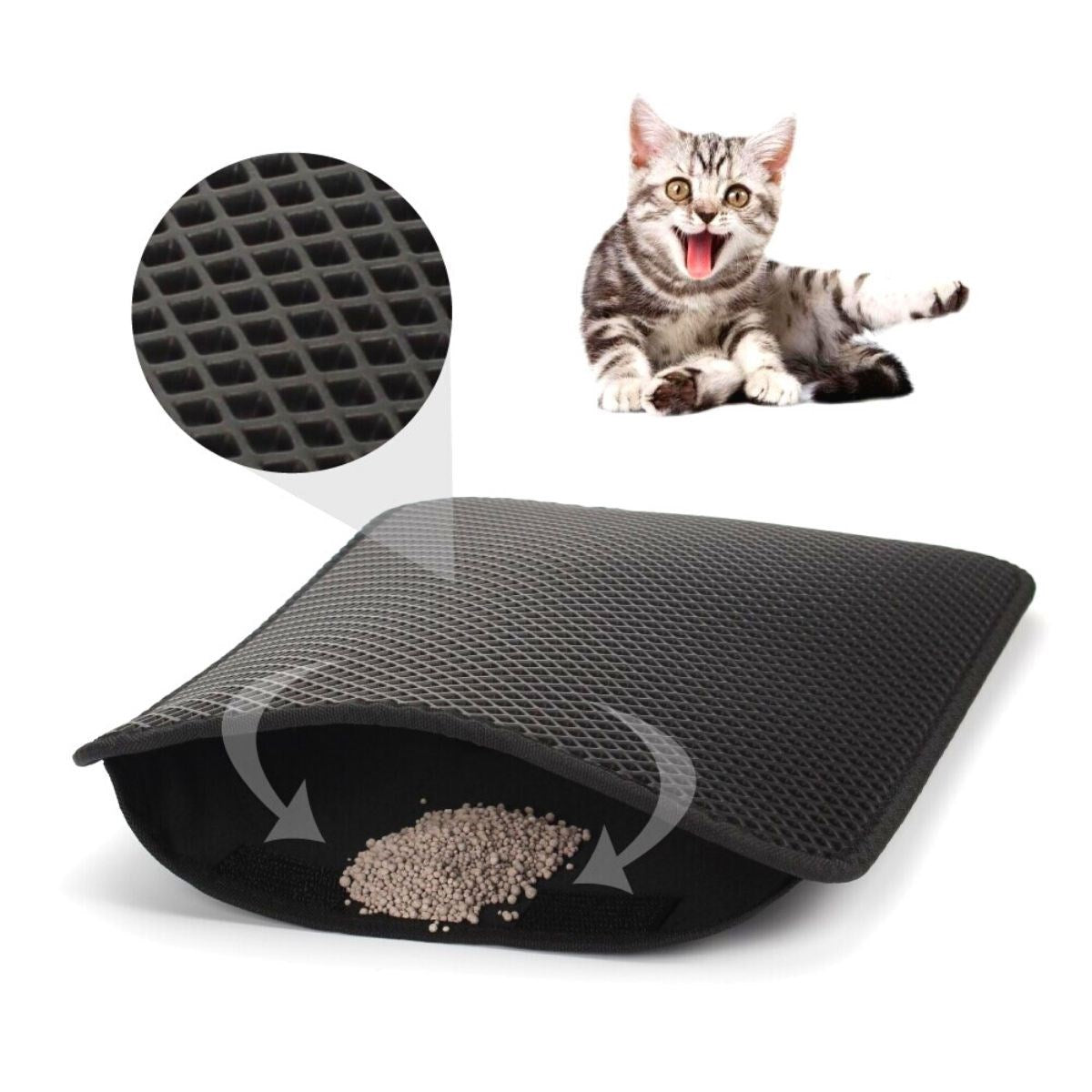 miorashop® Kedi Tuvalet Önü Kum Toplayıcı Temizleyici Elekli Gri Paspas