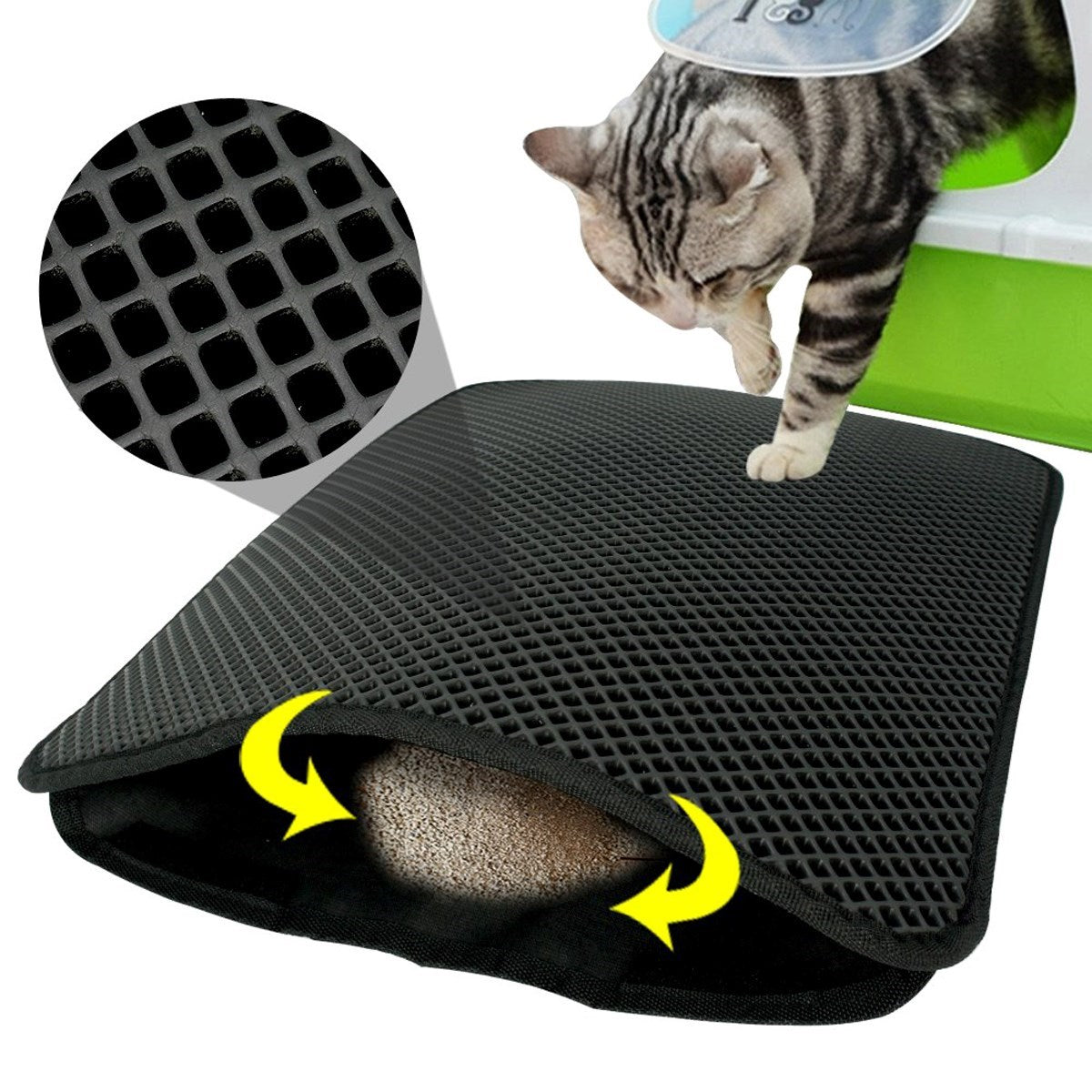 miorashop® Kedi Tuvalet Önü Kum Toplayıcı Temizleyici Elekli Gri Paspas
