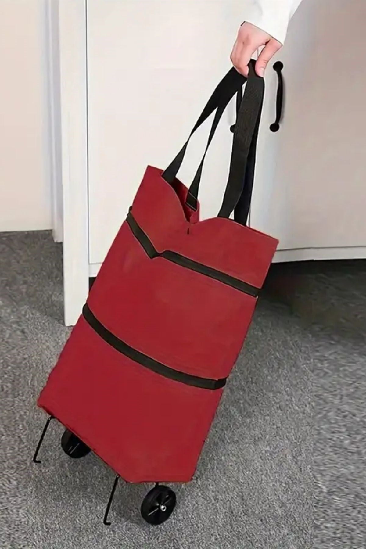 mioarashop® Katlanabilir Tekerlekli Market Çantası,Çok Amaçlı Pazar Arabası,Portatif Alışveriş Bez Torbası