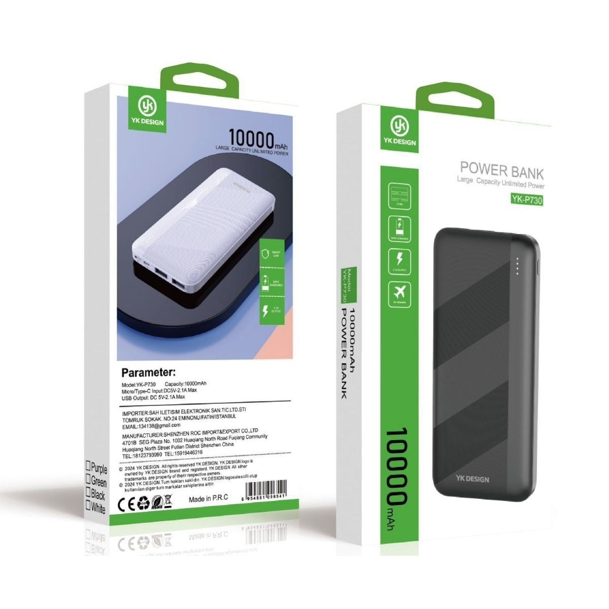 miorashop® Mikro Type-C USB Hızlı Şarj Edebilen 10000 mAh Powerbank