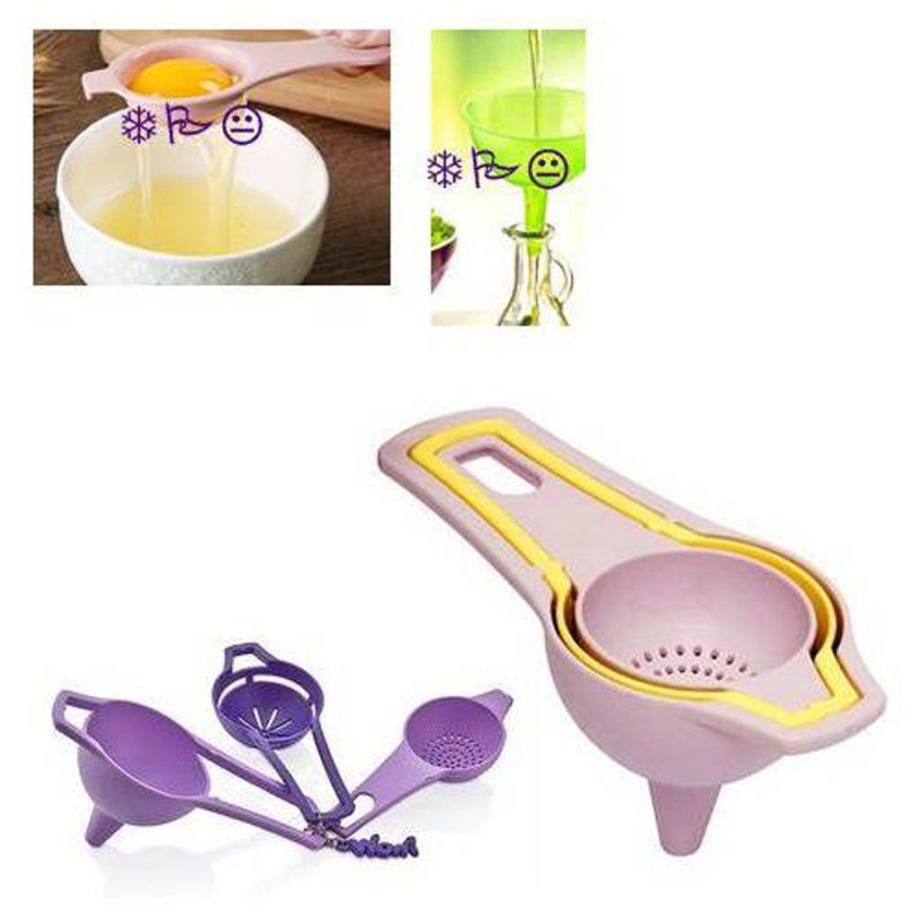 miorashop® Pratik Yumurta Süzgeci Mini Süzgeç Huni Seti Hepsi Bir Arada