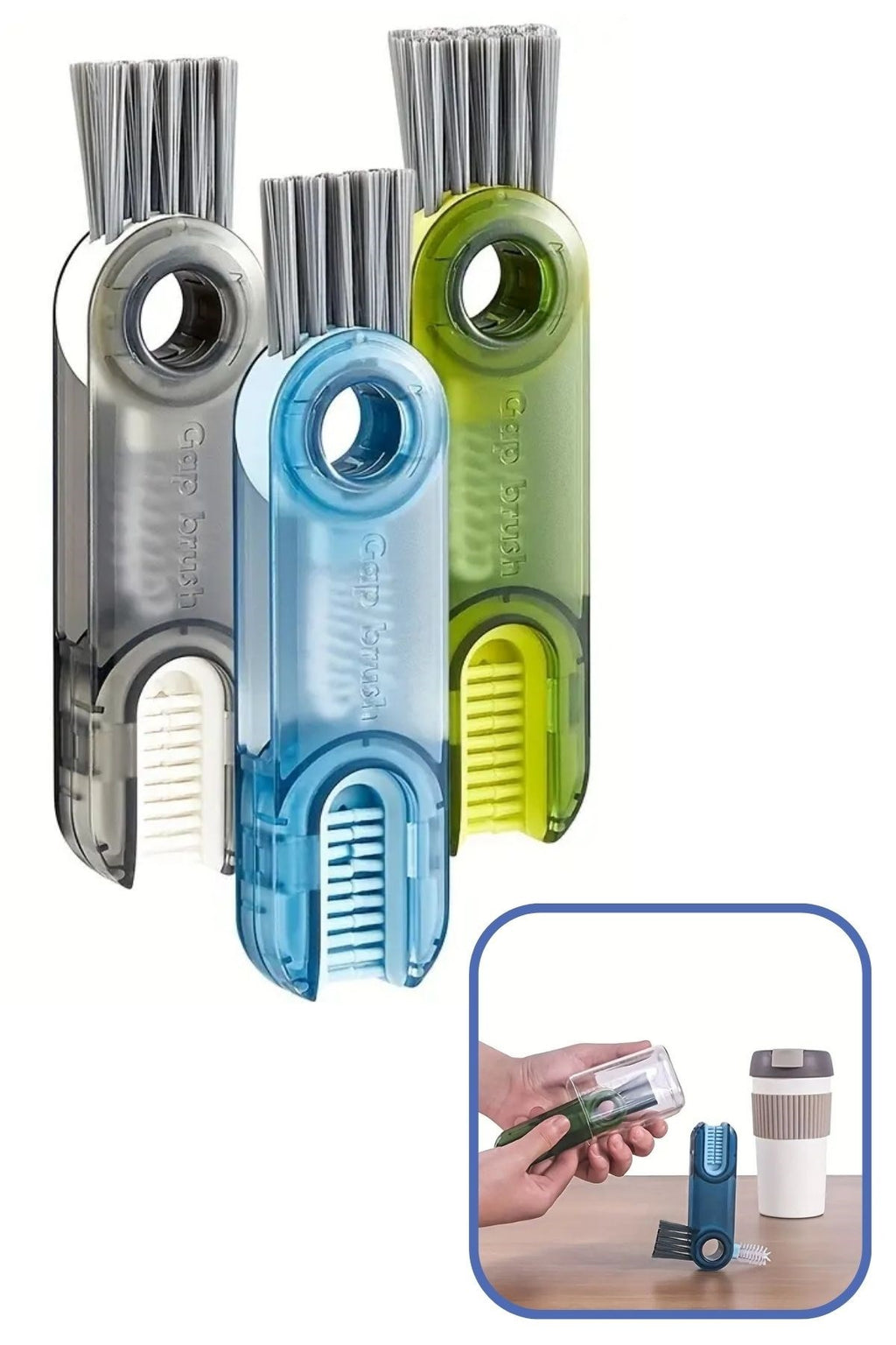miorashop®  3 Fonksiyonlu Pratik Şişe Temizleme Fırçası Mutfak Banyo Araç İçin Çok Amaçlı Fırça