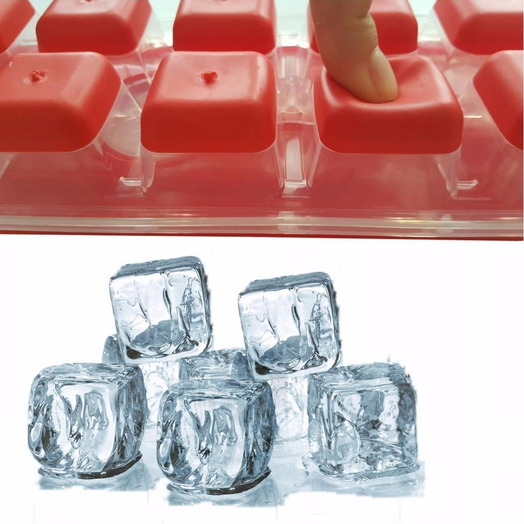 miorashop® 12li Kapaklı Yapışmaz Silikon Tabanlı Plastik Küp Buz Kalıbı