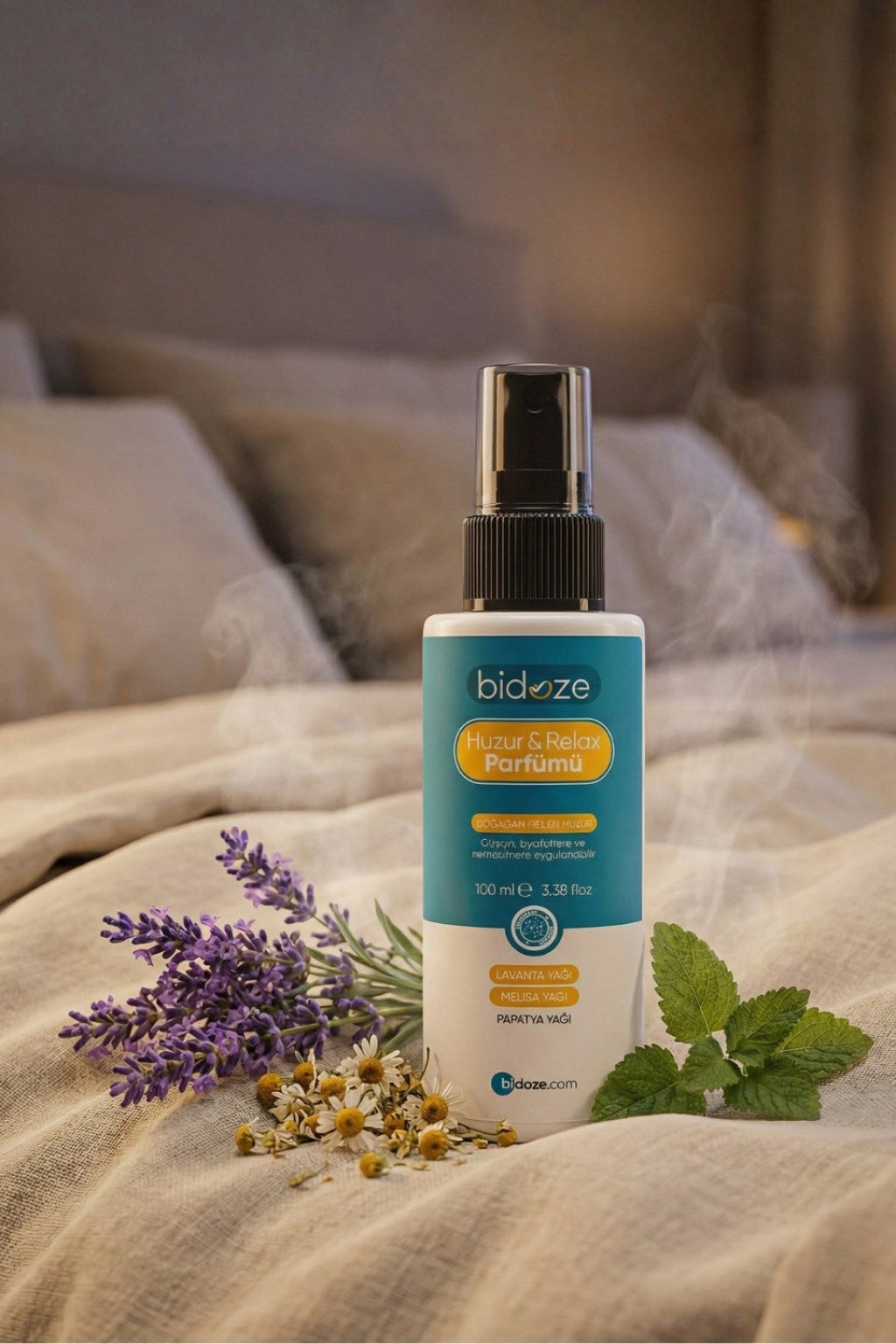 Bidoze Huzur & Relax Parfümü 100 Ml. | Sakinleştirici Uyku ve Yastık Spreyi