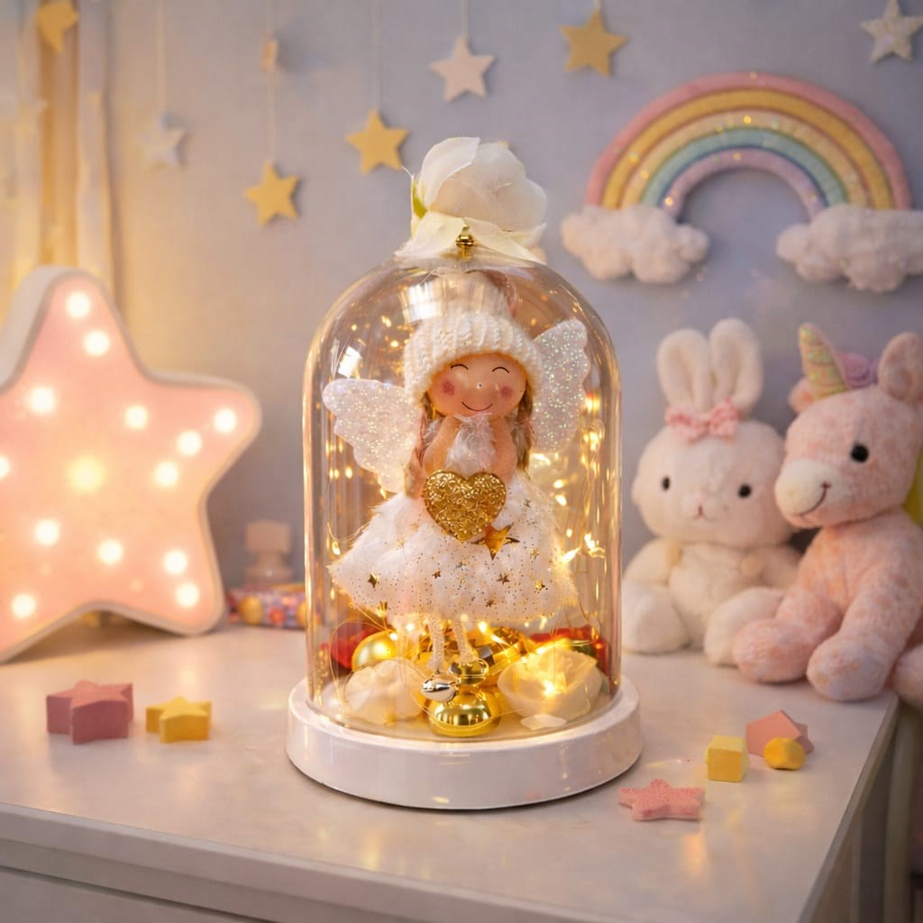 NF TREND Venüs ışıltısı Led Işıklı Melek Fanus