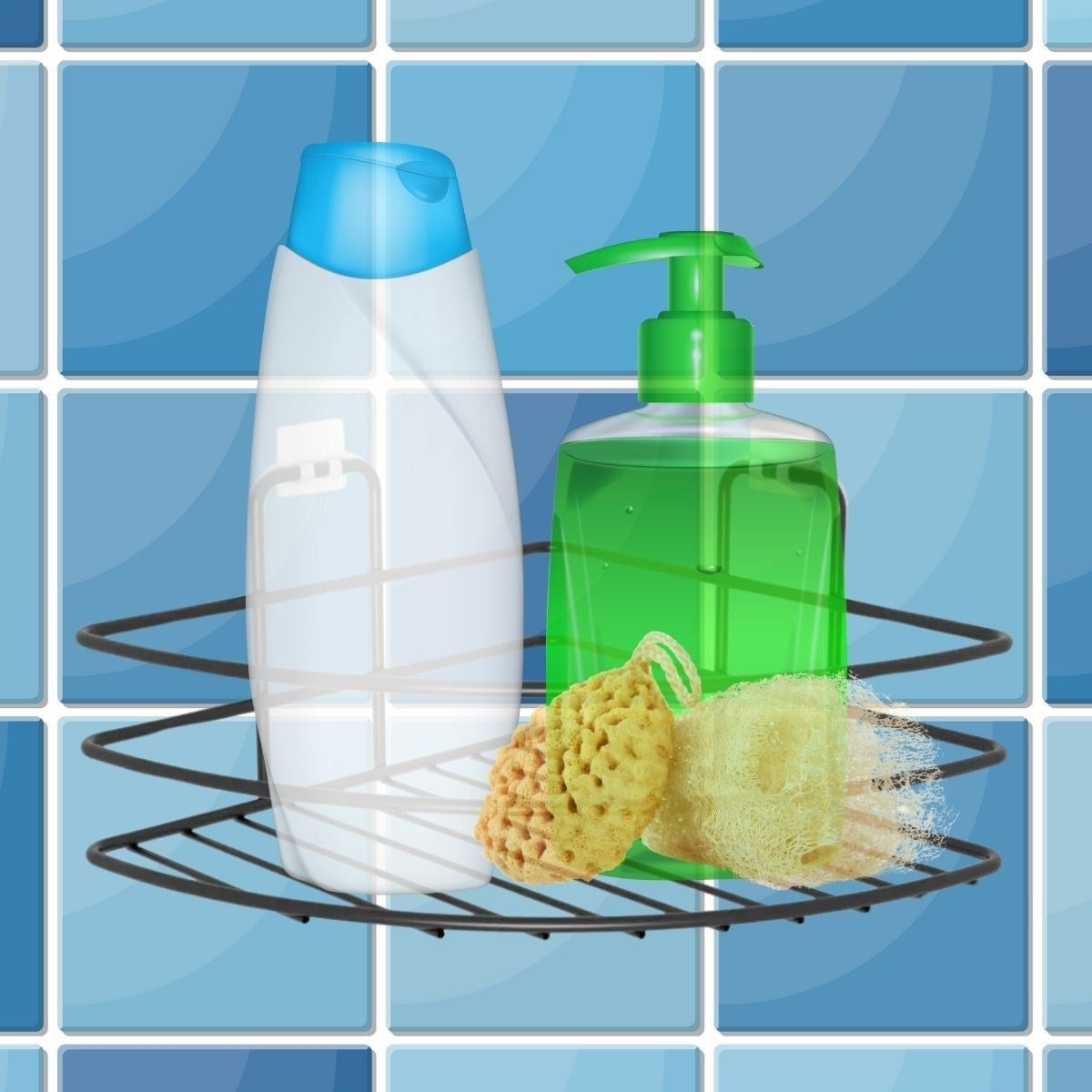 miorashop® Kendiliğinden Yapışkanlı Montaj Gerektirmeyen Tek Katlı Banyo Askı Köşe Şampuanlık Siyah