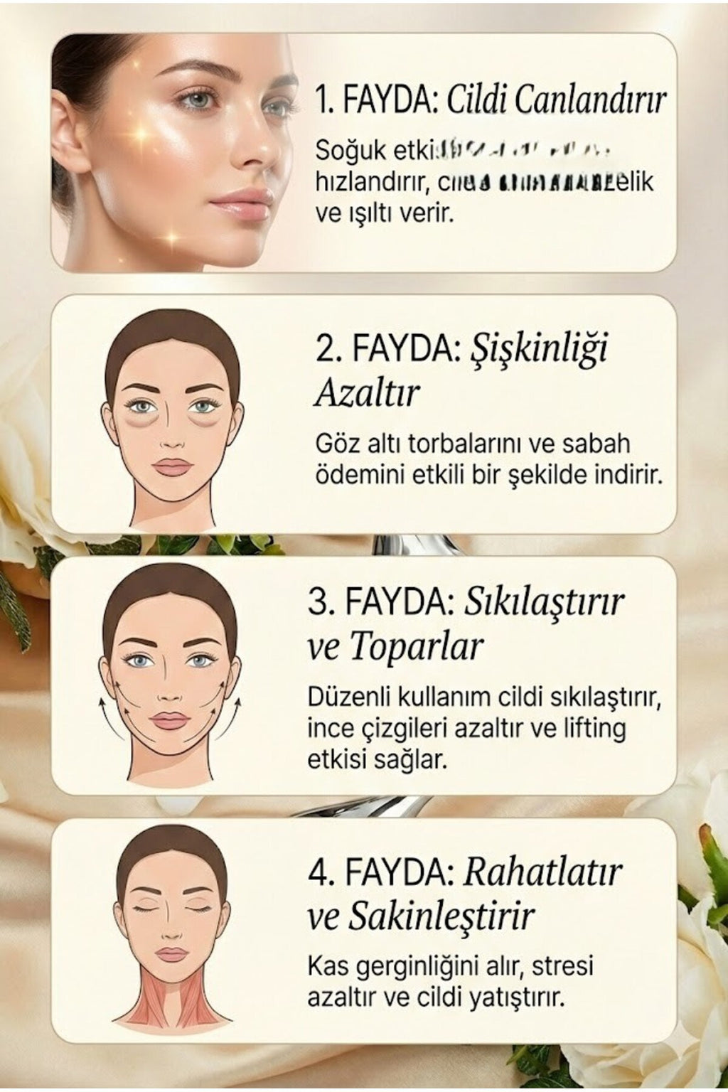 Kalp Şeklinde Soğuk Yüz Masaj Aleti - Cilt Sıkılaştırıcı ve Şişkinlik Giderici Cryo Sticks