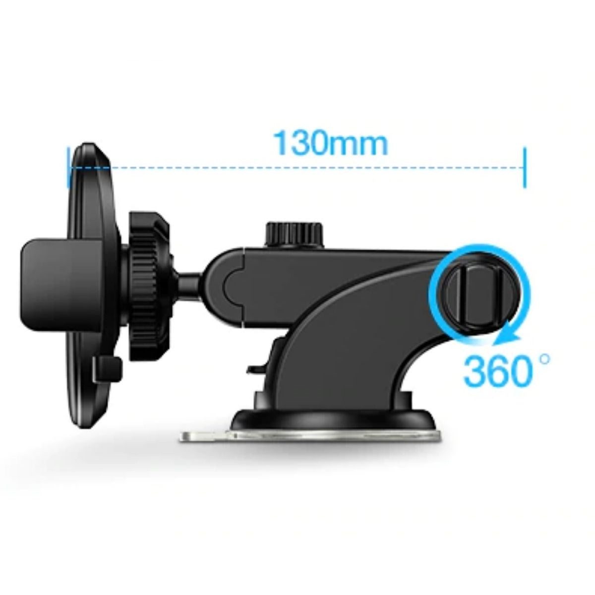 miorashop® 360 Derece Dönen Torpido Üstü Uzunluk Ayarlamalı Vantuzlu Teleskopik Araç Telefon Tutucu