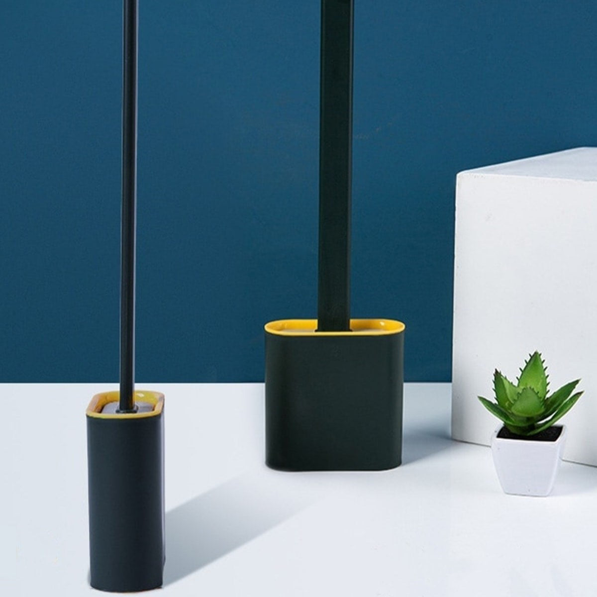 miorashop® Duvara Monte Edilebilir Kapaklı Askılı Klozet Yumuşak Silikon Başlıklı Tuvalet Fırçası Seti