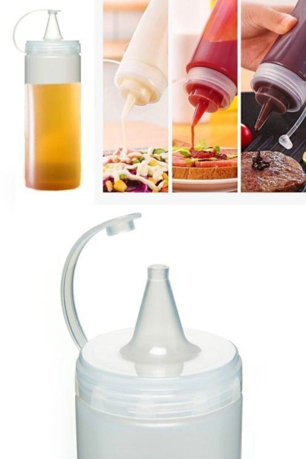 miorashop® Şeffaf Kapaklı Sızdırmaz Yağlık Sosluk Şişesi Plastik Yağdanlık 400 ml AP-9028