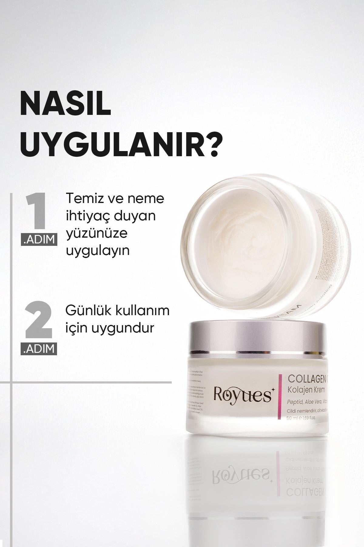 Su Bazlı Nemlendirici ve Aydınlatıcı Yüz Kremi - Tüm Cilt Tipleri İçin Collagen Cream 50ml