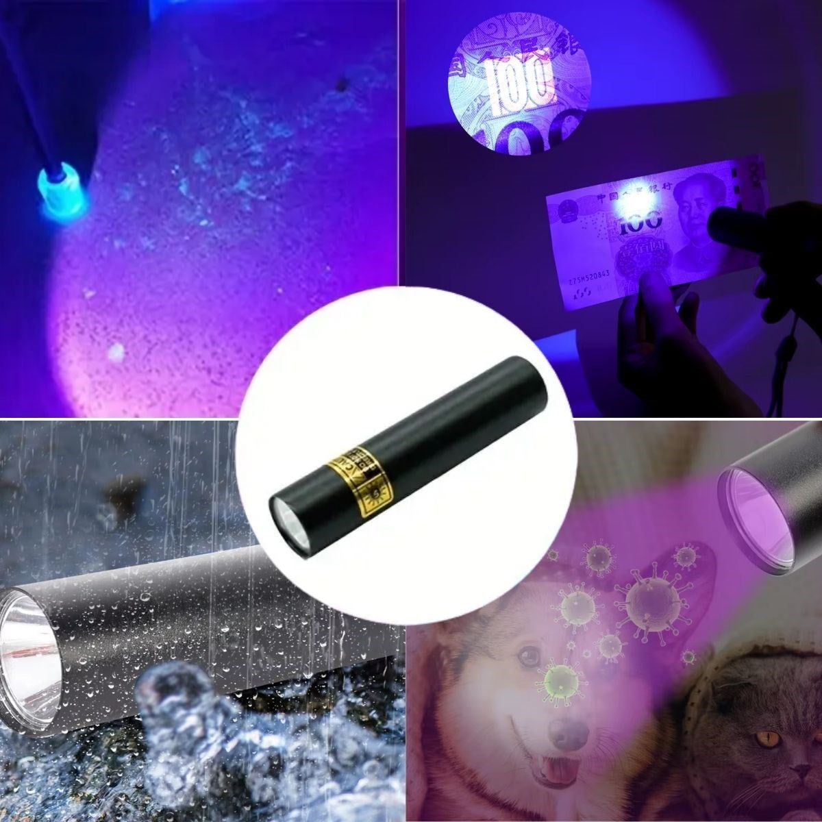 miorashop® Mini Cep Boy USB İle Şarj Olan Oje Kurutucu Sahte Para Kontol LED UV Mor Işık El Feneri