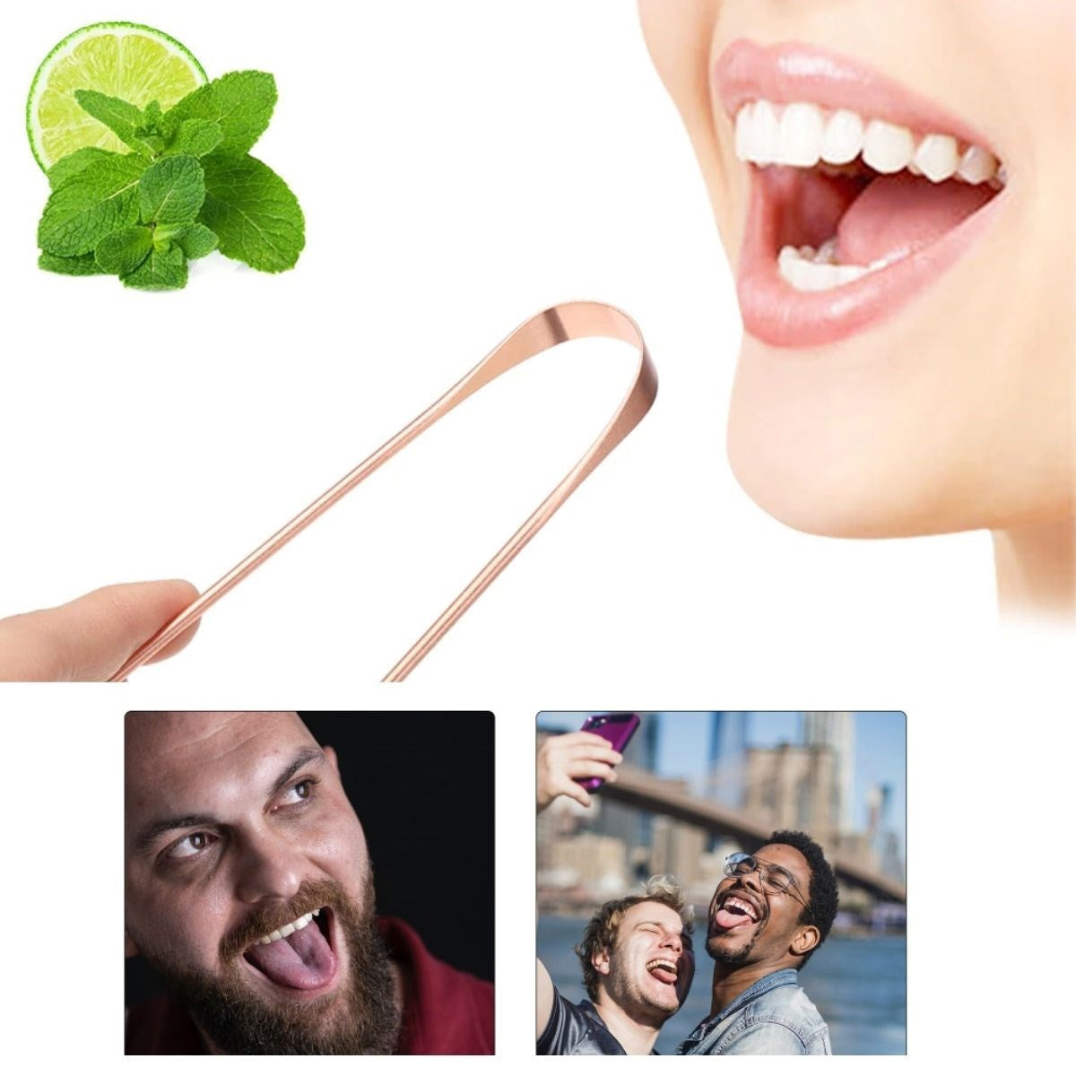 miorashop® Bakır Oil Pulling Yağ Çekme Dil Plak Temizleme Aleti Dil Fırçası Sıyırıcı Dil Kaşığı