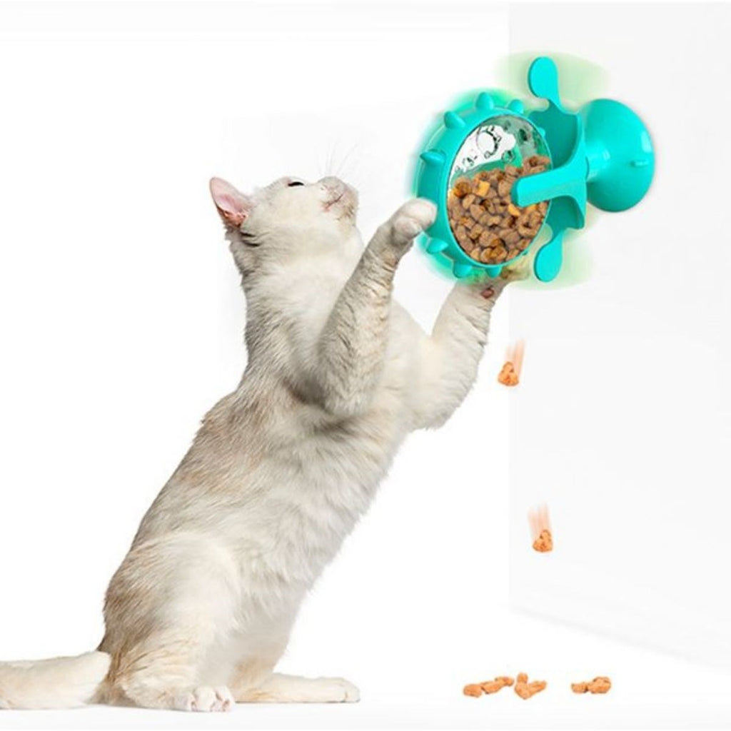 miorashop® Vantuzlu Zilli İnteraktif Dönebilen Mama Kaplı Renkli Eğlenceli Eğitici Kedi Oyuncağı