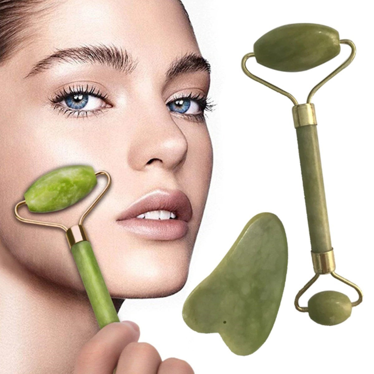 miorashop® Yeşim Taşı Çift Taraflı Cilt Masaj Aleti