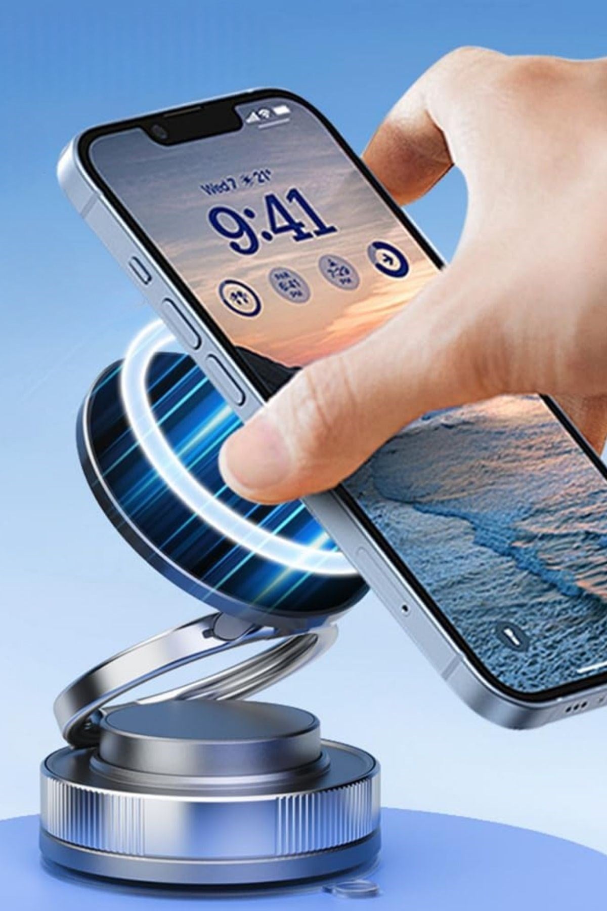 miorashop® Vakumlu Manyetik Telefon Tutucu – Güçlü Vakum 360° Döner Araç İçi Telefon Standı, Ultra Sabit Manyetik Destekli Mobil Cihaz Aparatı