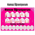 Çocuklar İçin Renkli  "namaz Öğreniyorum" Afişi - 33x48 Cm Figürlü Eğitim Materyali Kız