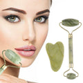 miorashop® Çift Taraflı 2li Cilt Yüz Masaj Aleti Jade Roller Yeşim  Taşı Seti