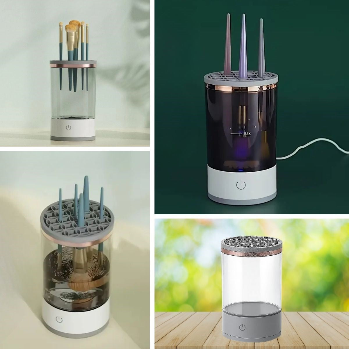 miorashop® USB Şarjlı Makyaj Fırçası Temizleyici Aparat Hızlı Kurutmalı, Çok Yönlü Fırça Temizleyici