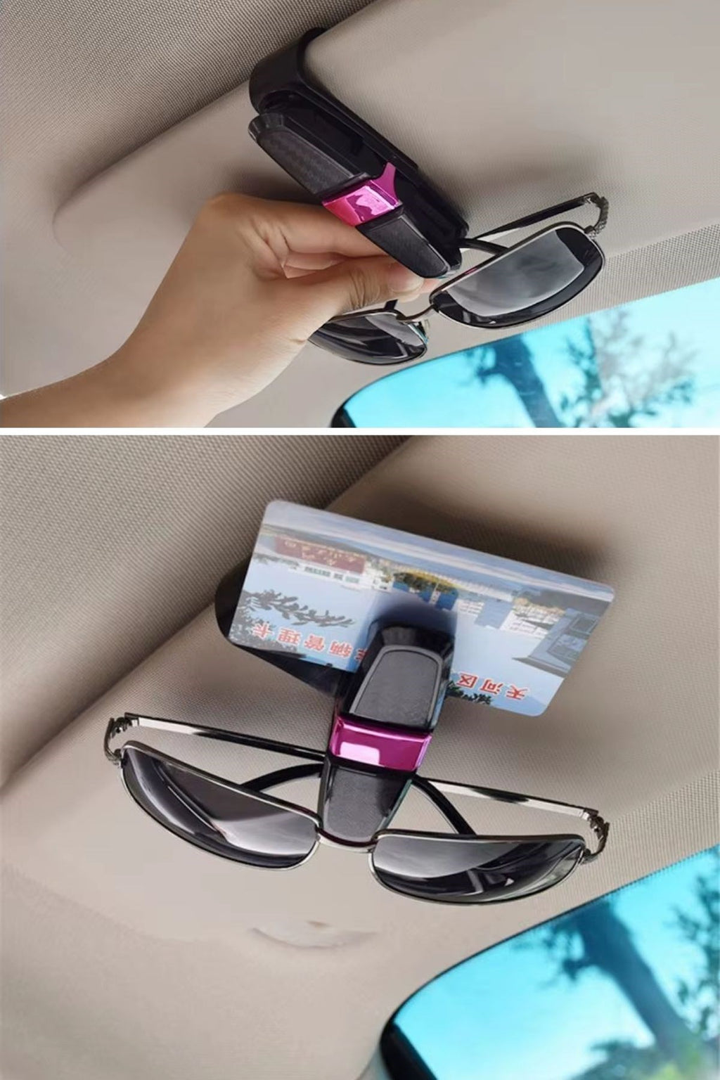 miorashop® Araç İçi Güneşliğe Takılan 2'li Gözlük,Kart,Para Takmalık Aparat