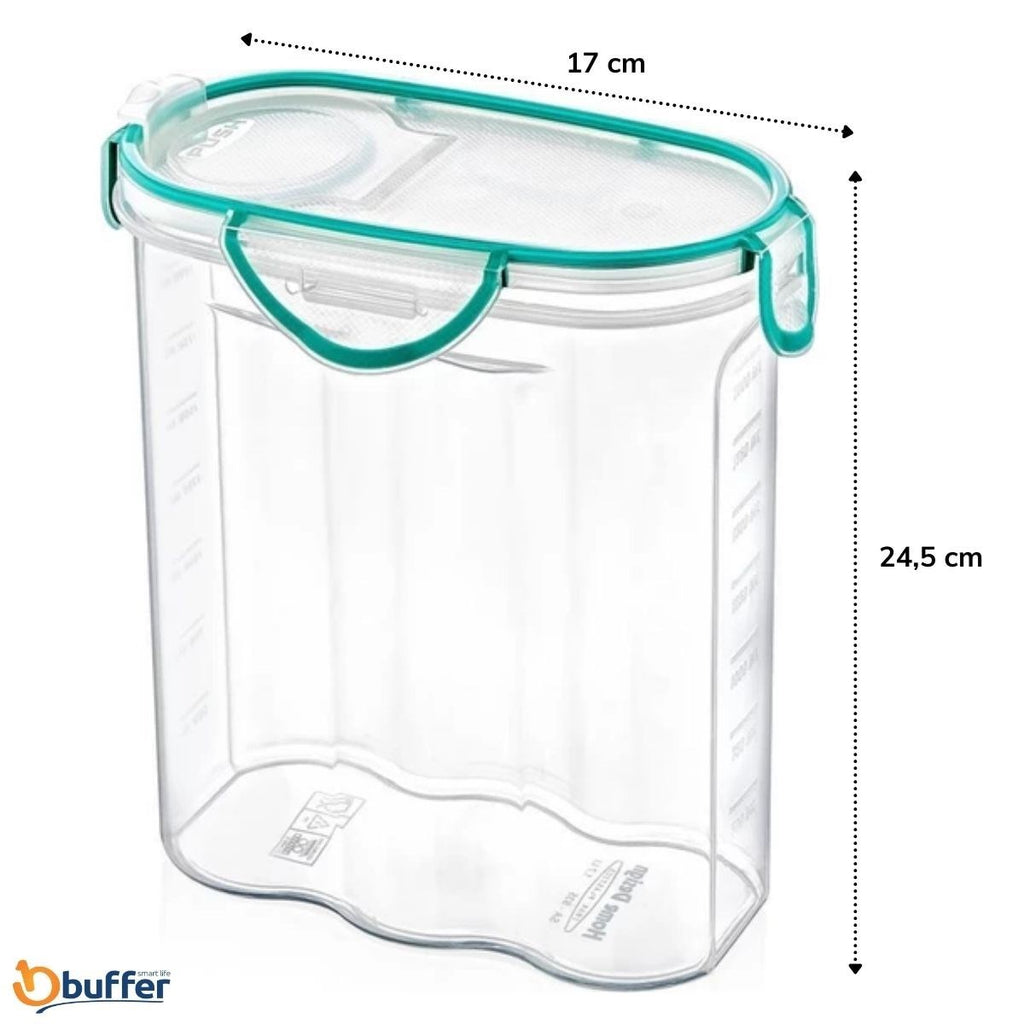 miorashop® Kilitli Kapaklı Contalı Hava,Su Sıvı Geçirmez 2,4 Litre Erzak Saklama Kabı-SA590
