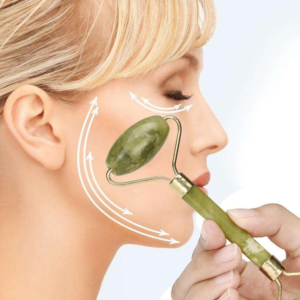 miorashop® 2li Set Çift Taraflı Cilt Temizleme Fırçası ve Yeşim Taşı Çift Taraflı Cilt Masaj Aleti