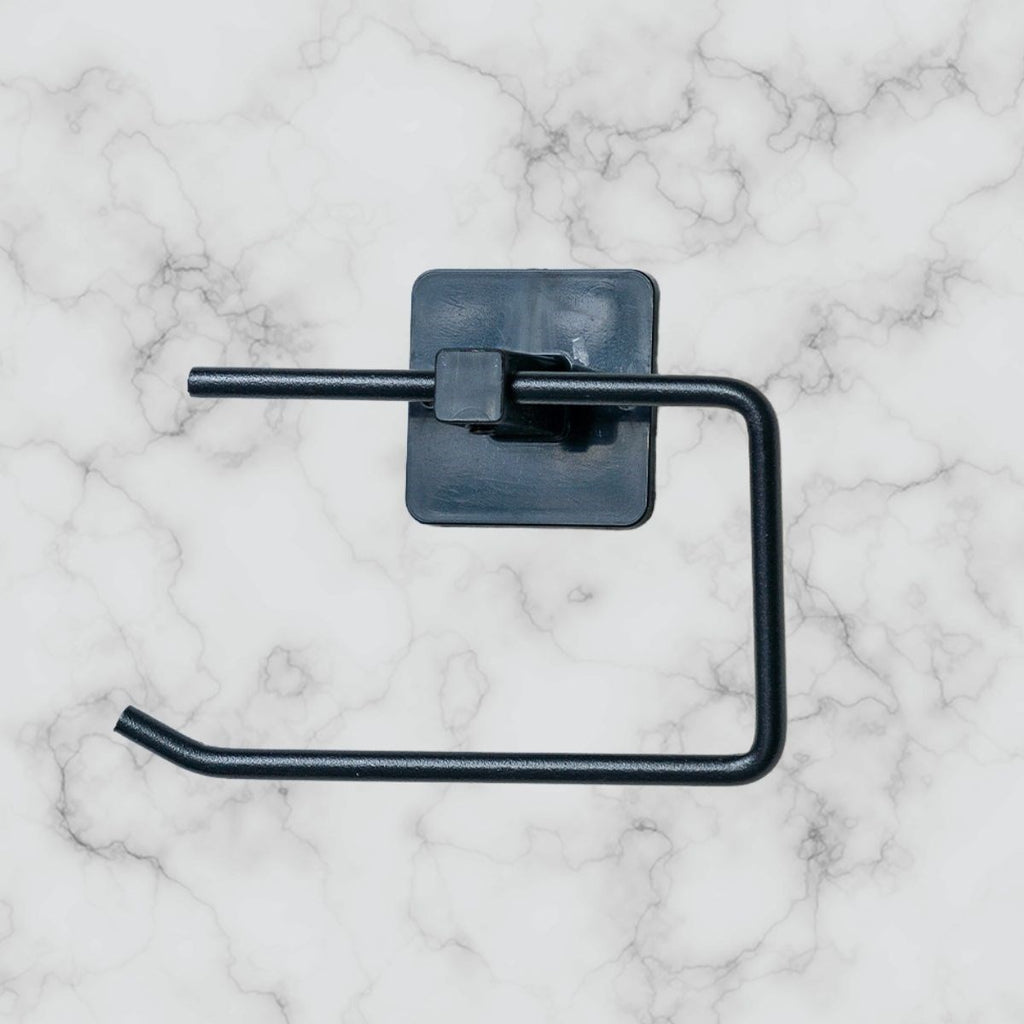 miorashop® Kendiliğinden Yapışkanlı Siyah Paslanmaz Metal Kapaksız Tuvalet Kağıtlığı Aparatı