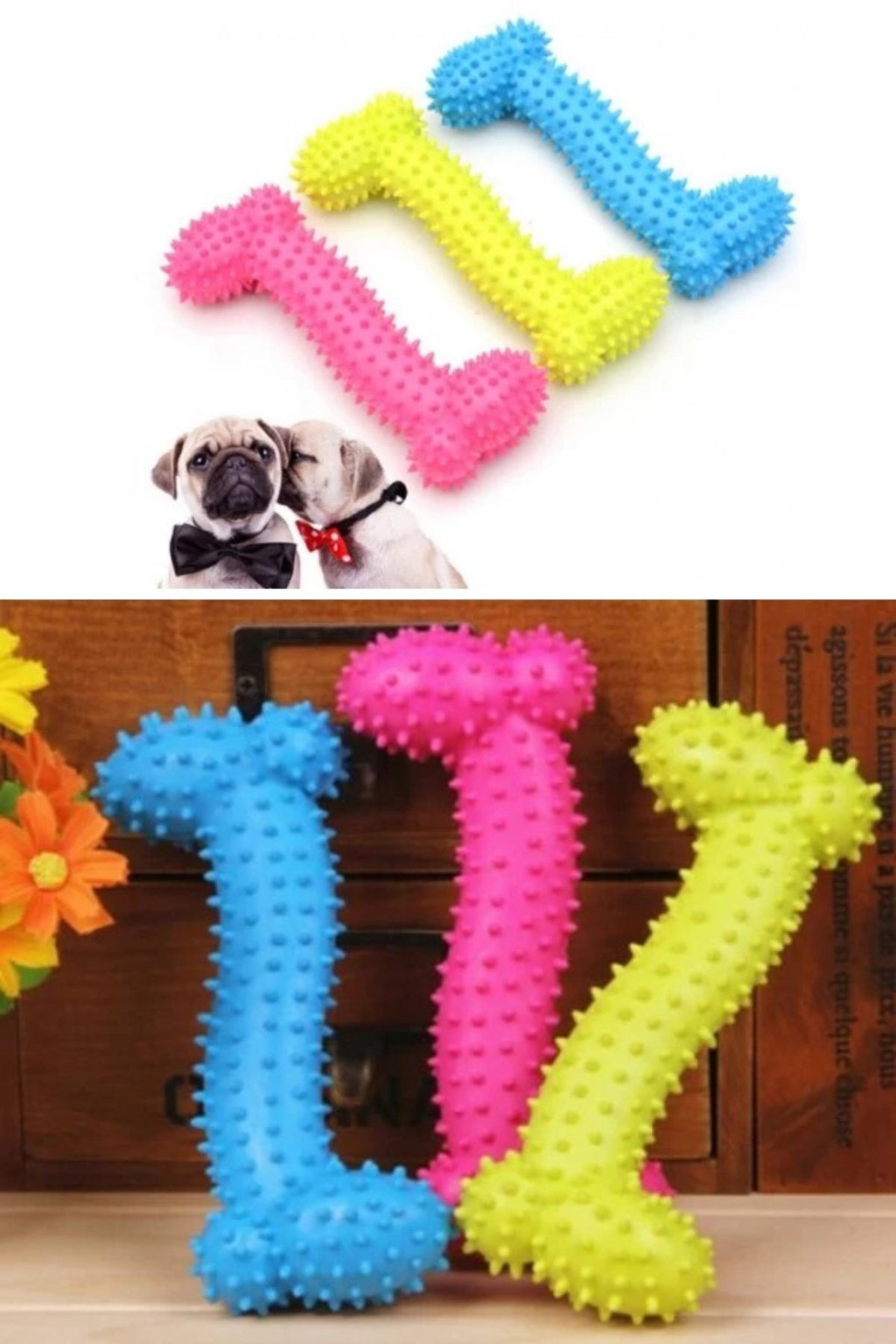 miorashop® Tiny Kemik Oyuncağı Tırtıklı Yüzey Küçük Kemik Plastik Köpek Oyuncağı
