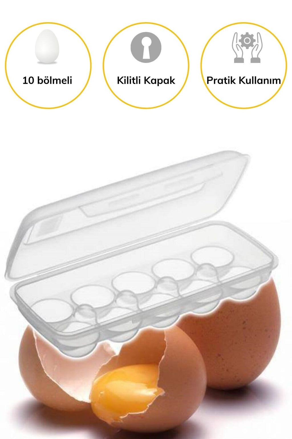 miorashop® 10 Bölmeli Kilitli Kapaklı Yumurtalık Saklama Kutusu YU110