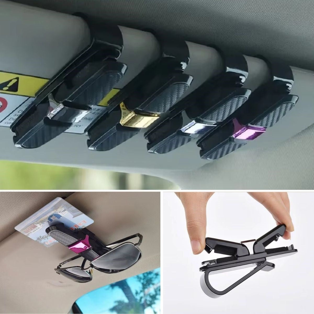 miorashop® Araç İçi Güneşliğe Takılan 2'li Gözlük,Kart,Para Takmalık Aparat