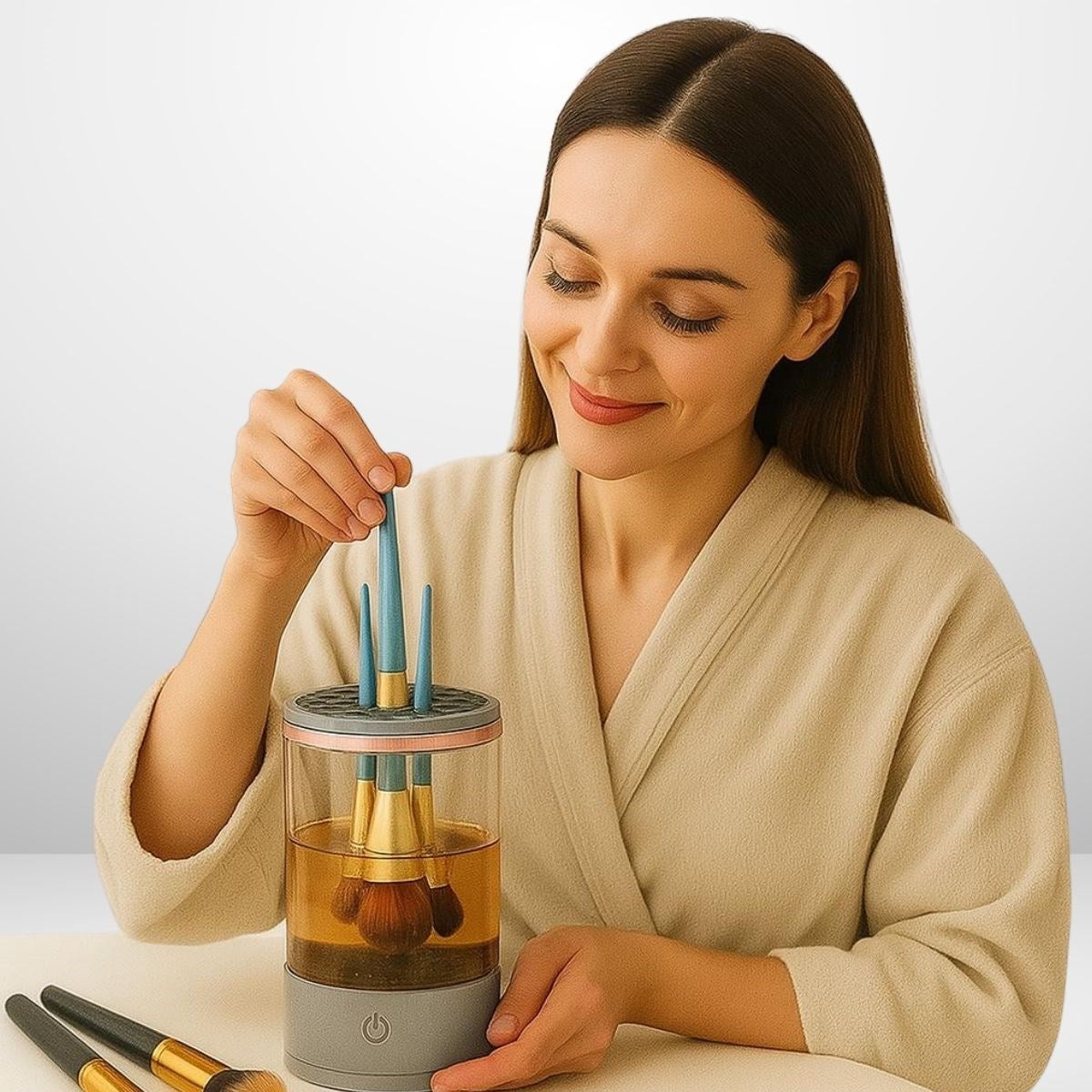 miorashop® USB Şarjlı Makyaj Fırçası Temizleyici Aparat Hızlı Kurutmalı, Çok Yönlü Fırça Temizleyici