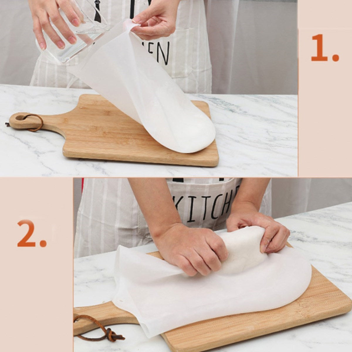 miorashop® Orta Hamur Torbası Silikon Şeffaf Hamur Yoğurma Torbası Ekmek Makarna Mantı  Hamuru Kolay Yo