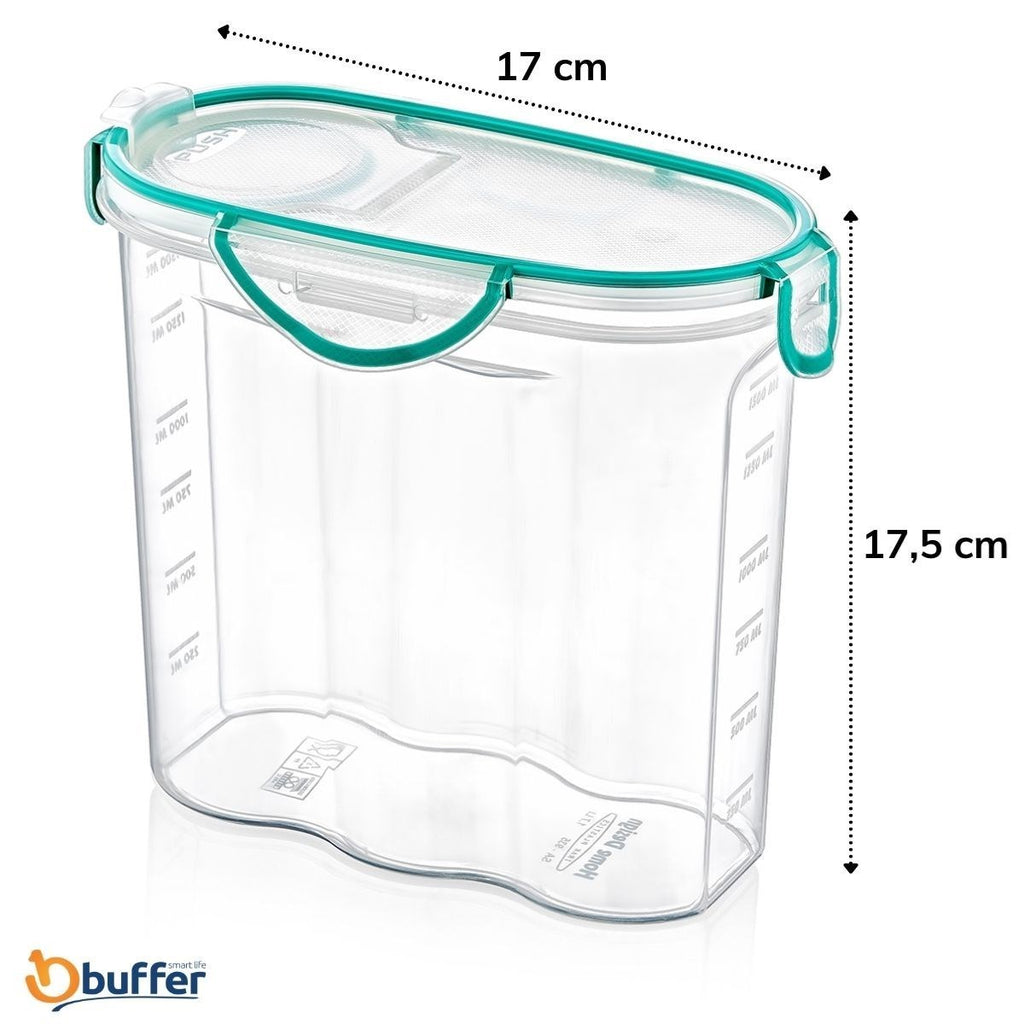 miorashop® Kilitli Kapaklı Contalı Hava,Su Sıvı Geçirmez 1,7 Litre Erzak Saklama Kabı-SA585