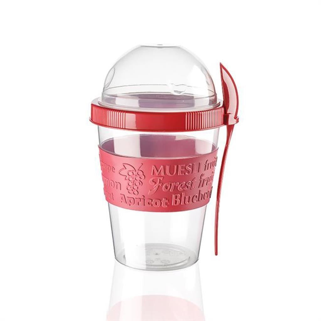 miorashop® Taken Go Kapaklı Kaşıklı Pratik Taşınabilir Meyveli Yoğurt Kabı