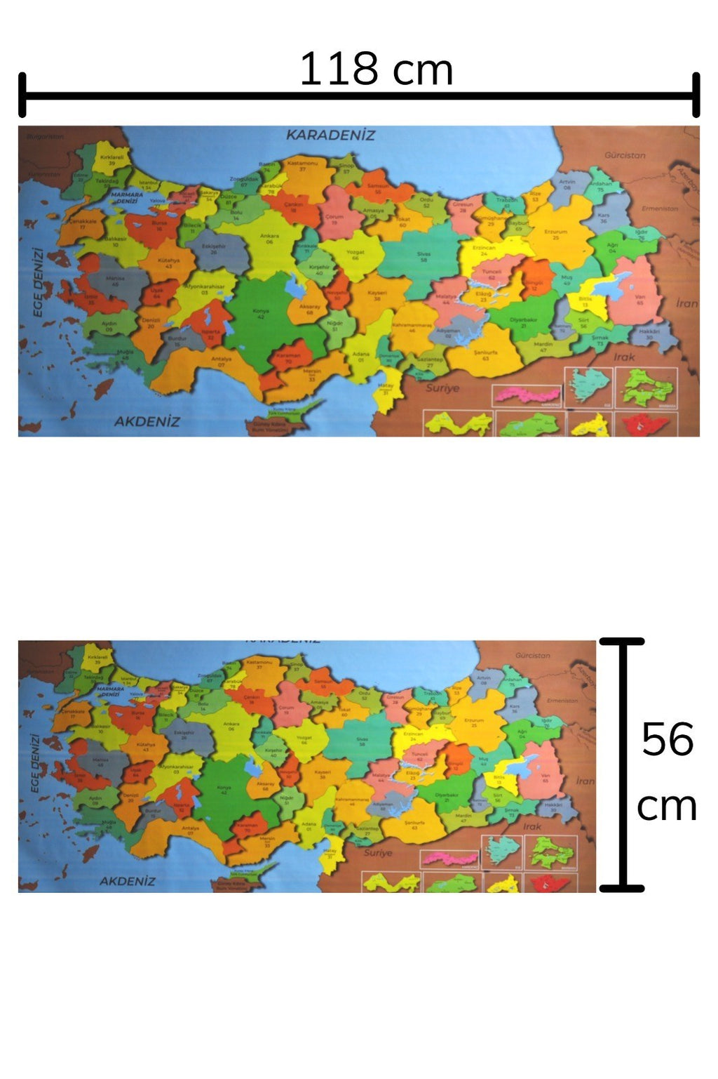 miorashop® Renkli Türkiye Haritası Manyetik Yapıştırıcı Gerektirmeyen Duvar Stickerı 118 CM * 56 CM