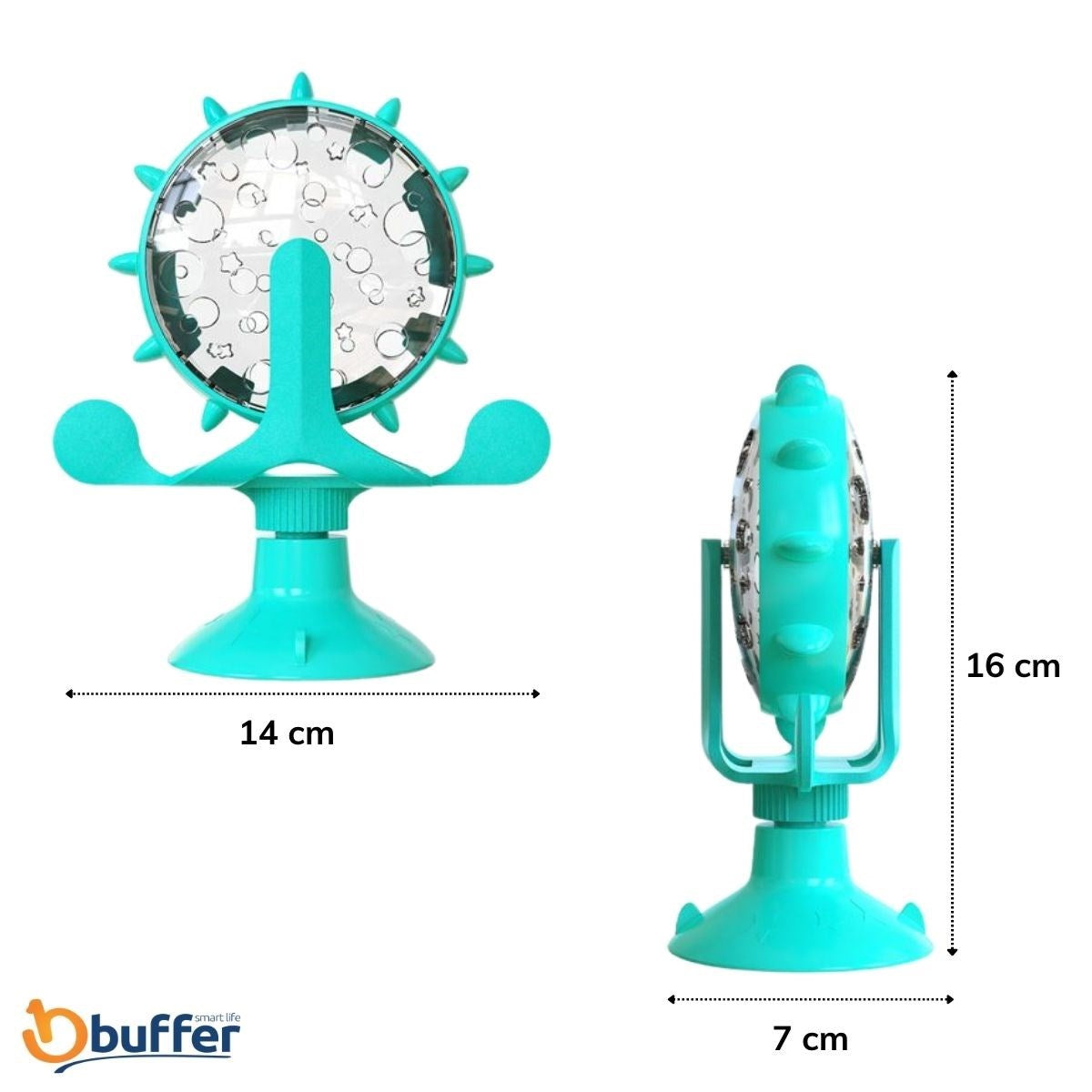miorashop® Vantuzlu Zilli İnteraktif Dönebilen Mama Kaplı Renkli Eğlenceli Eğitici Kedi Oyuncağı