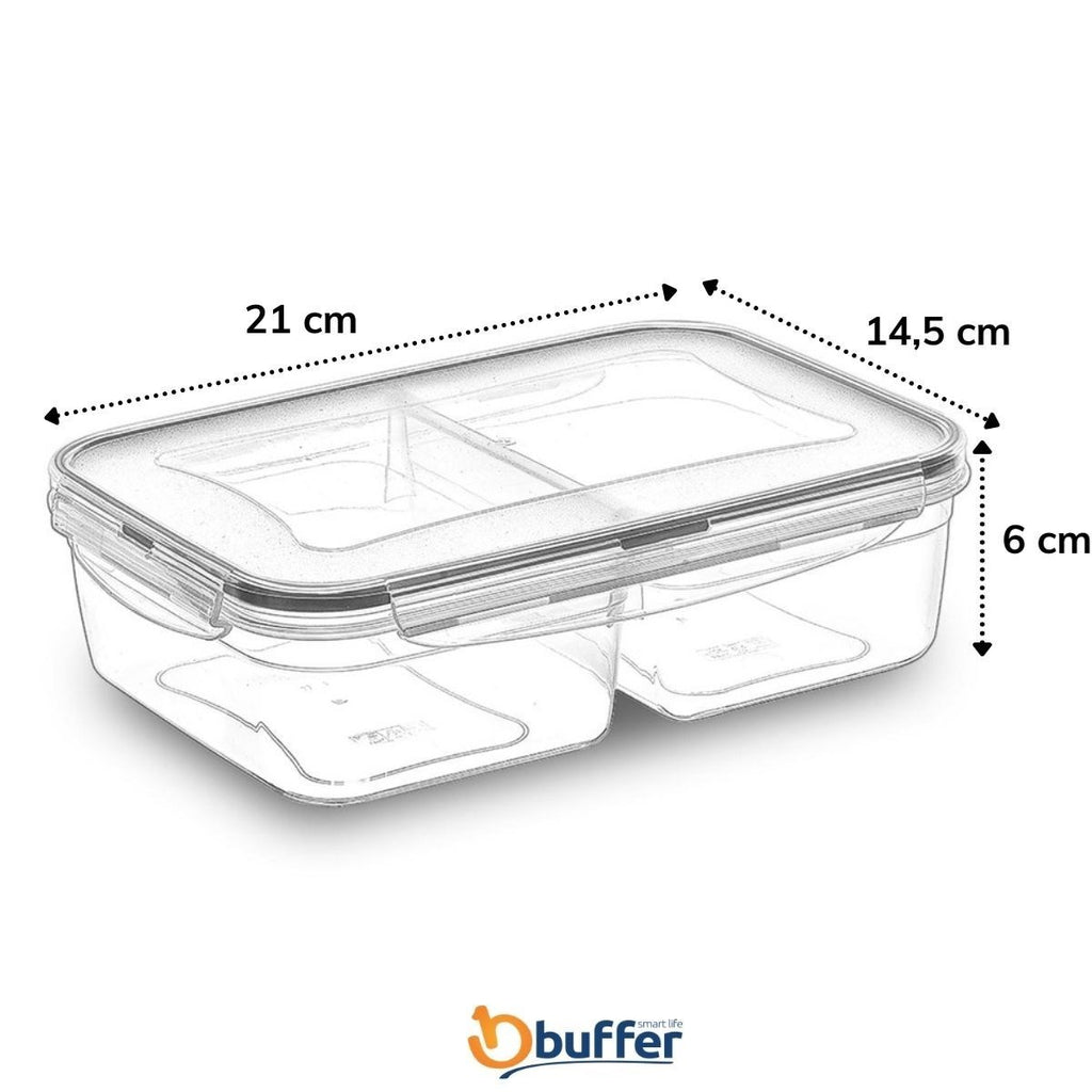 miorashop® 2 Bölmeli Sızdırmaz Contalı Kilitli Kapaklı 1 Litre Erzak Saklama Kabı -LC505