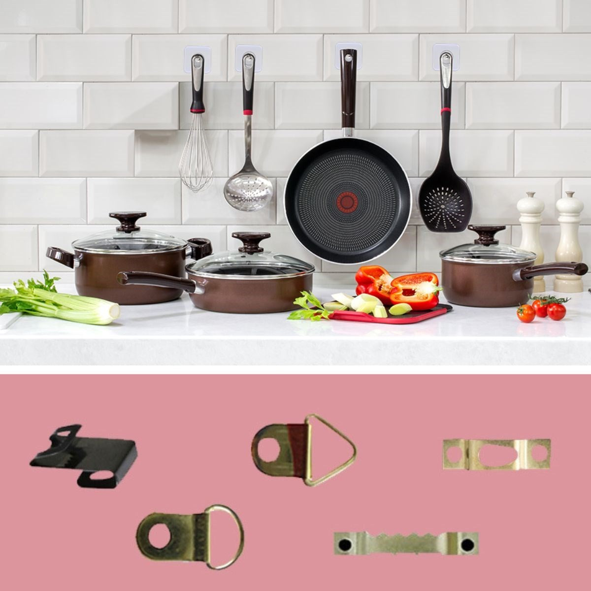 miorashop® Süper Güçlü Çerçeve Askısı Pin Delgisiz Vidalı Tırnak Kanca Yapışkanlı Raf Tutucu Askı 4 Adet