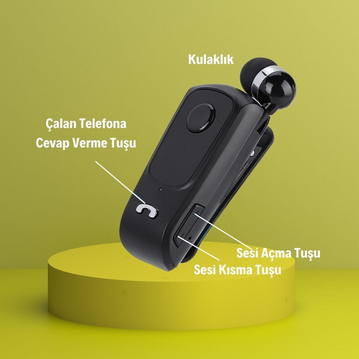 miorashop® Telefon Bağlantılı Makaralı Kulaklıklı Bluetooth Kulaklık