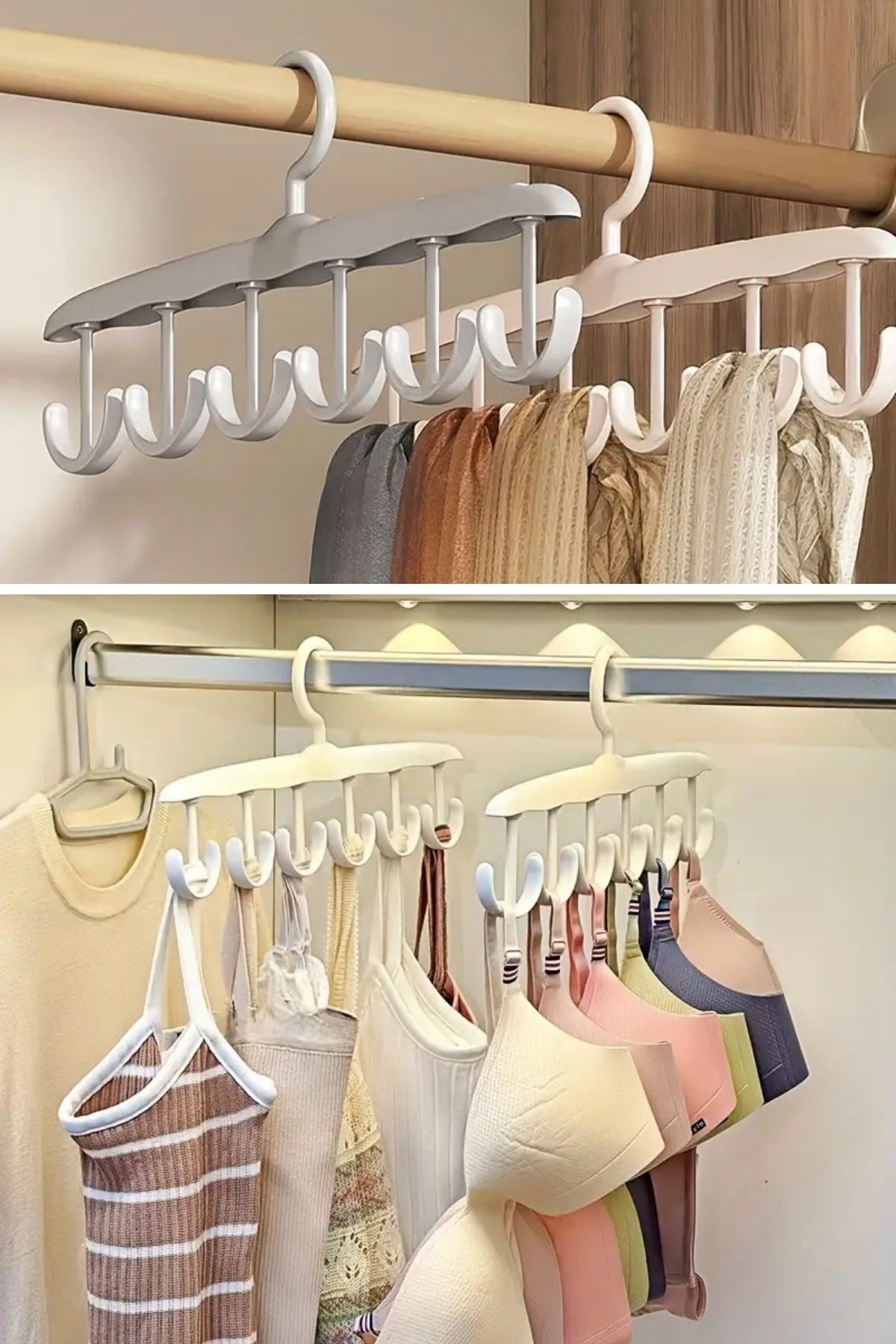 1 Adet Yer Tasarruflu 6 Kancalı Plastik Dolap İçi Düzenleyici Pratik Askı