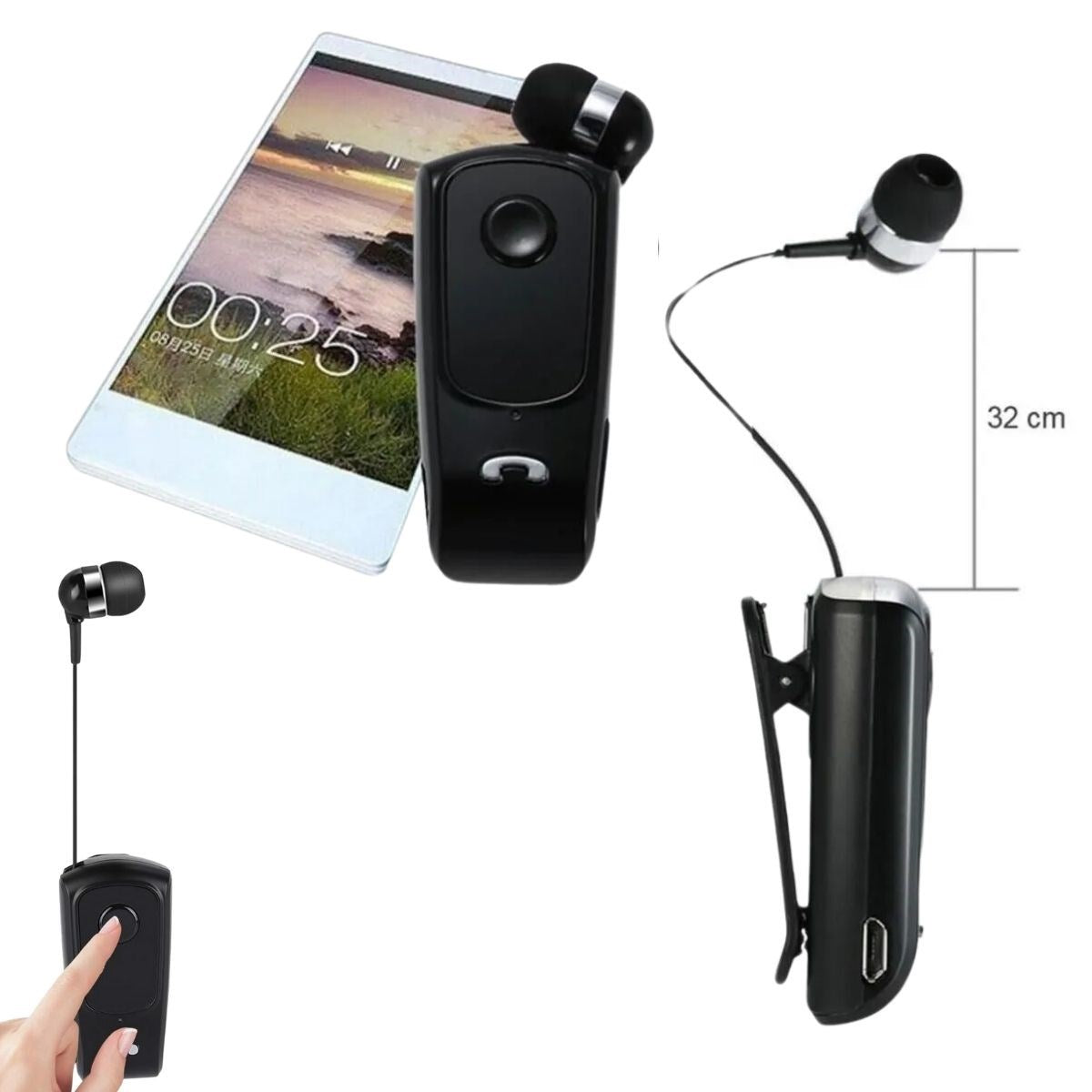 miorashop® Telefon Bağlantılı Makaralı Kulaklıklı Bluetooth Kulaklık