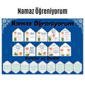 Çocuklar İçin Renkli  "namaz Öğreniyorum" Afişi - 33x48 Cm Figürlü Eğitim Materyali Erkek