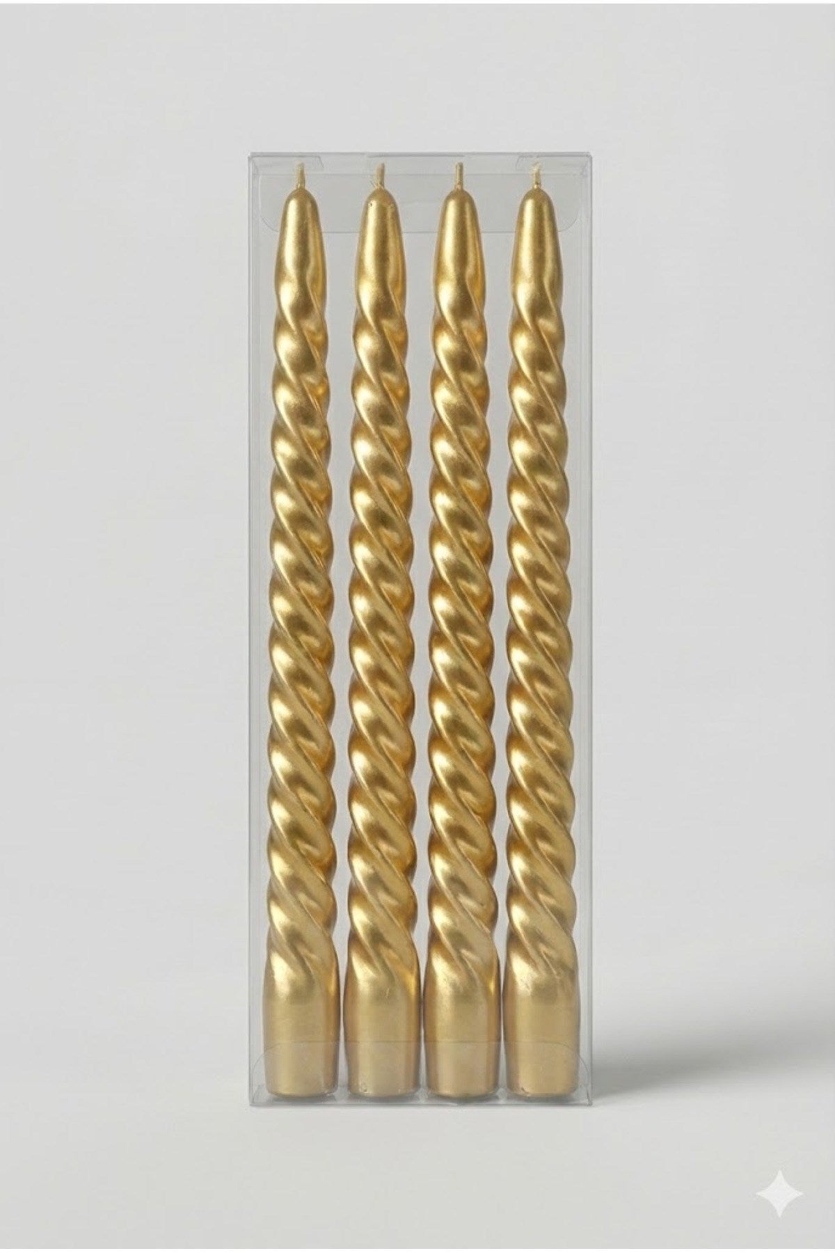 4'lü Lüks Burgu Şamdan Mumu 26 cm - Damlatmaz Spiral Dekoratif Mum Seti
