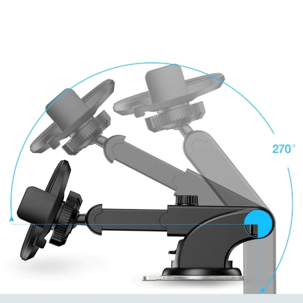 miorashop® 360 Derece Dönen Torpido Üstü Uzunluk Ayarlamalı Vantuzlu Teleskopik Araç Telefon Tutucu