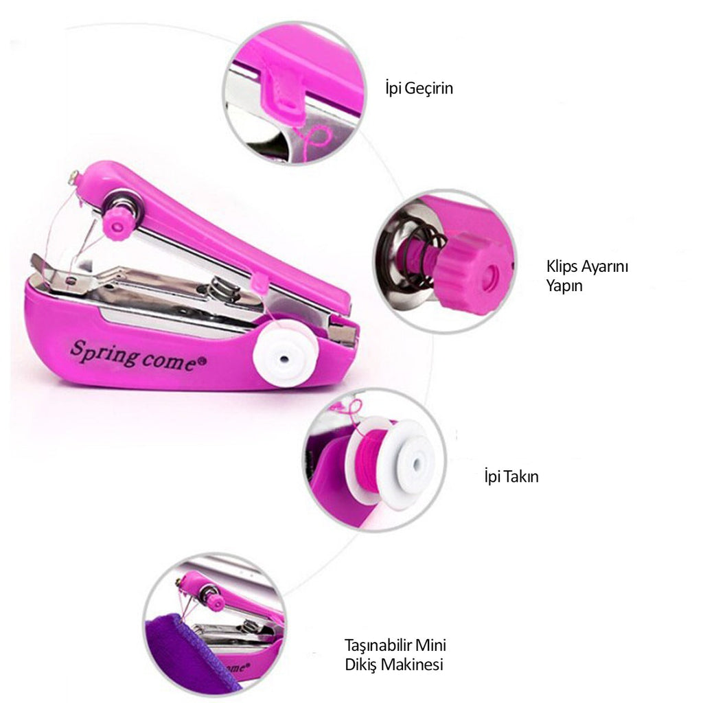 miorashop® Spring Come Mini Kolay Seyehat ve Ev Tipi El Dikiş Dikme Makinası