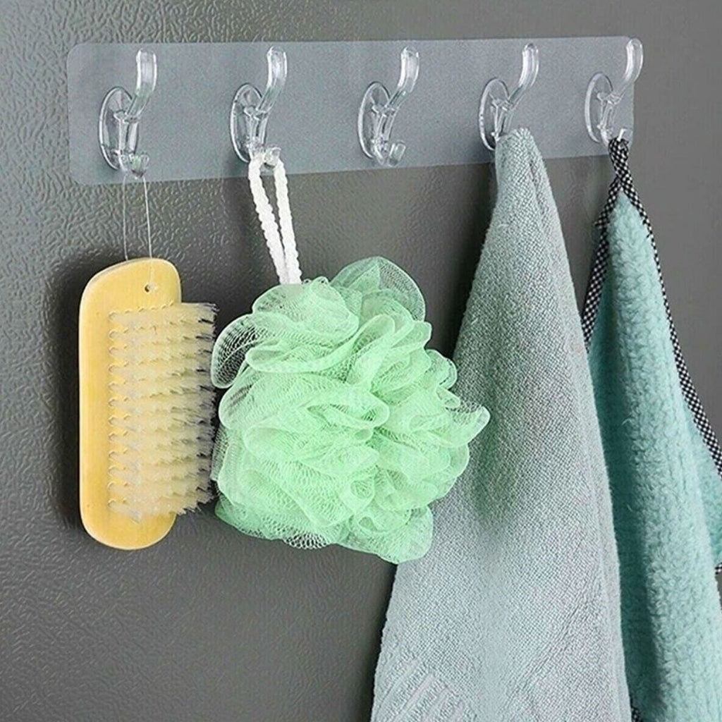 miorashop® 5'li Güçlü Yapışkanlı Şeffaf Duvar Askısı Banyo Mutfak Düzenleyici Pratik Askılık